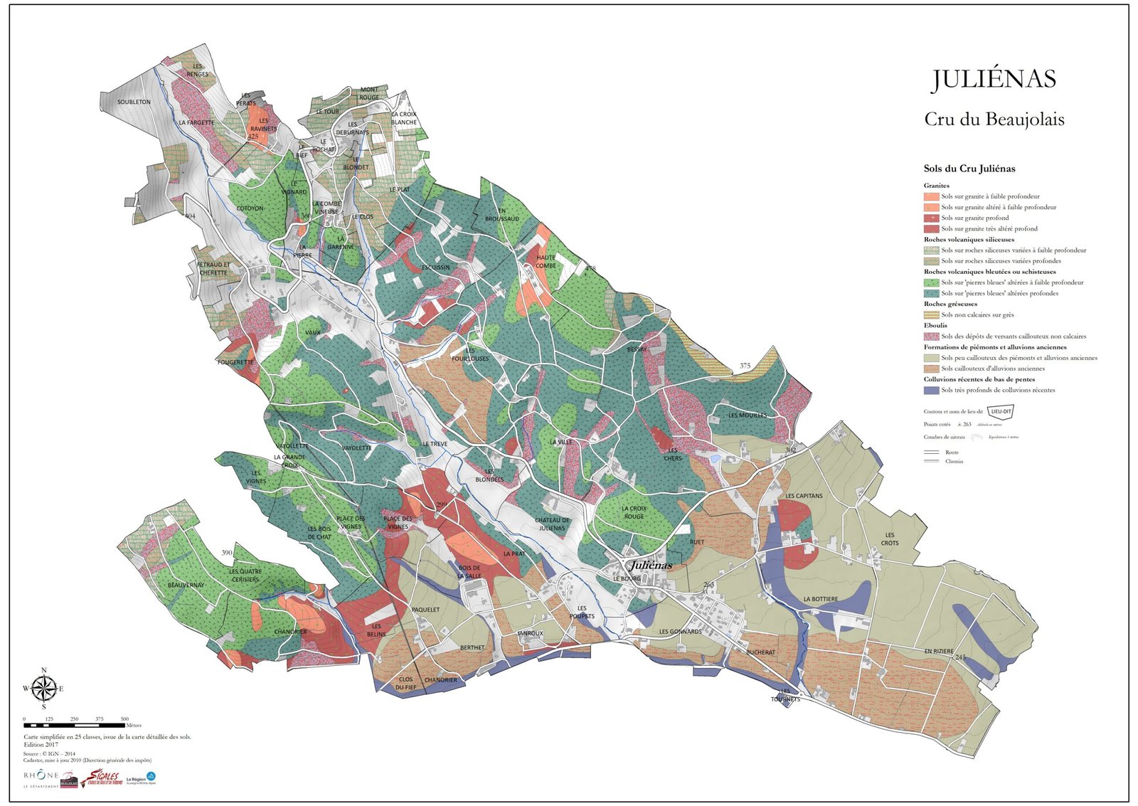 Carte des sols Juliénas - Domaine du Maupas - Jacques Lespinasse